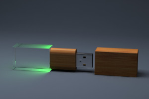 Приз из стекла и пластика "USB-флэшка" с зелёной подсветкой