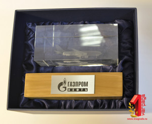 Приз из стекла и дерева TJ1-8 "Прямоугольник" в коробке